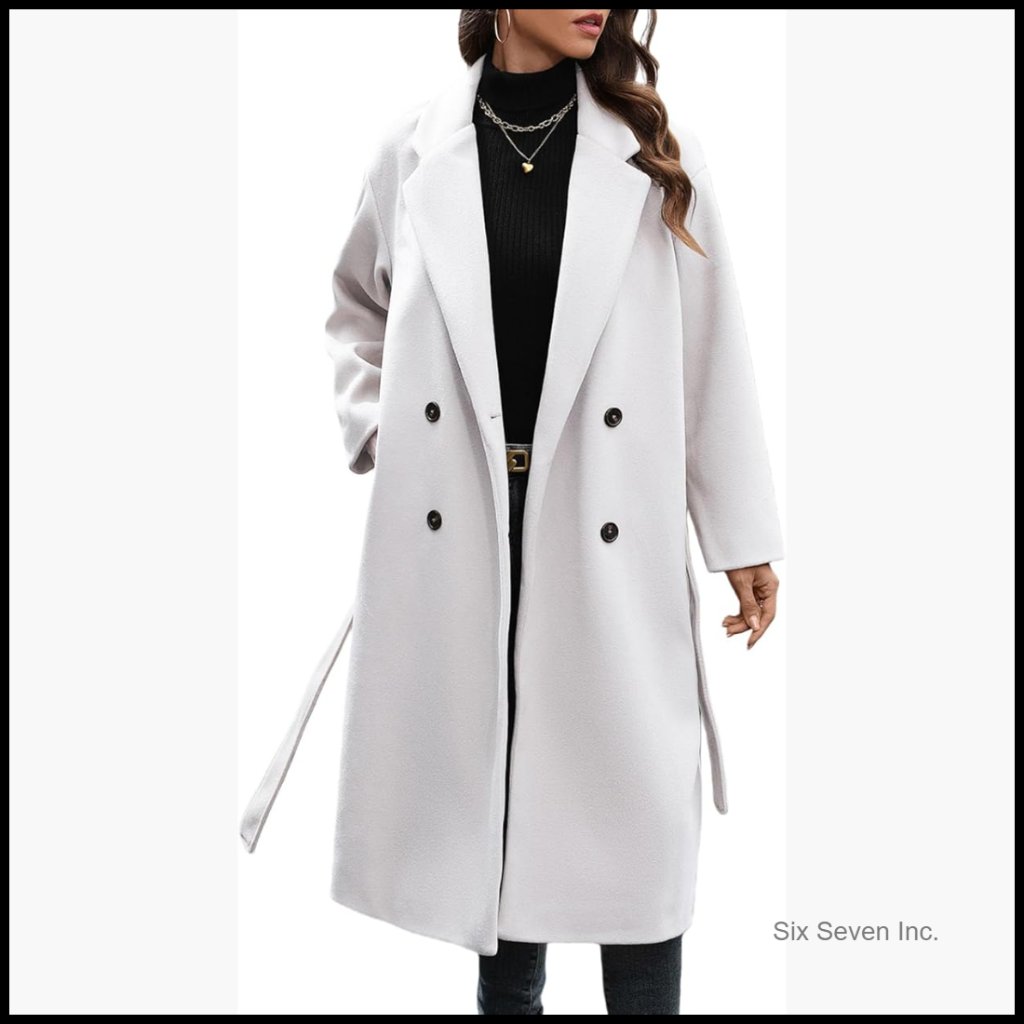 Women's Winter Wool Blend Double Breasted Trench Overcoat